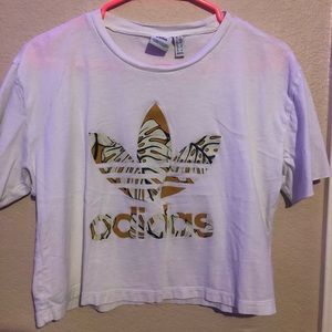White Adidas cropped tee